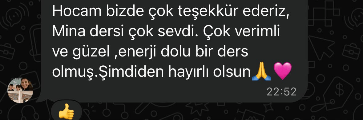 BİREYSEL DERSLERİMİZE VE GRUP DERSLERİMİZE GELEN VELİ YORUMLARI